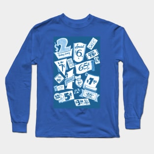 Bargain Retro Tags  Blue Long Sleeve T-Shirt